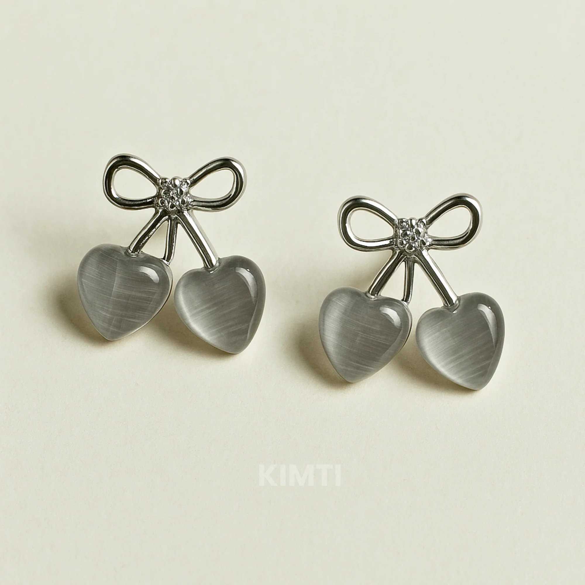 Grey Stud Bow Earring