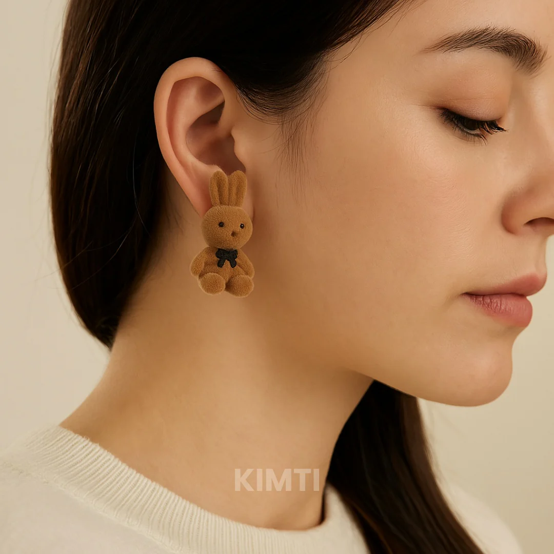 Playful Bunny Studs Brown Stud Earring - Image 6