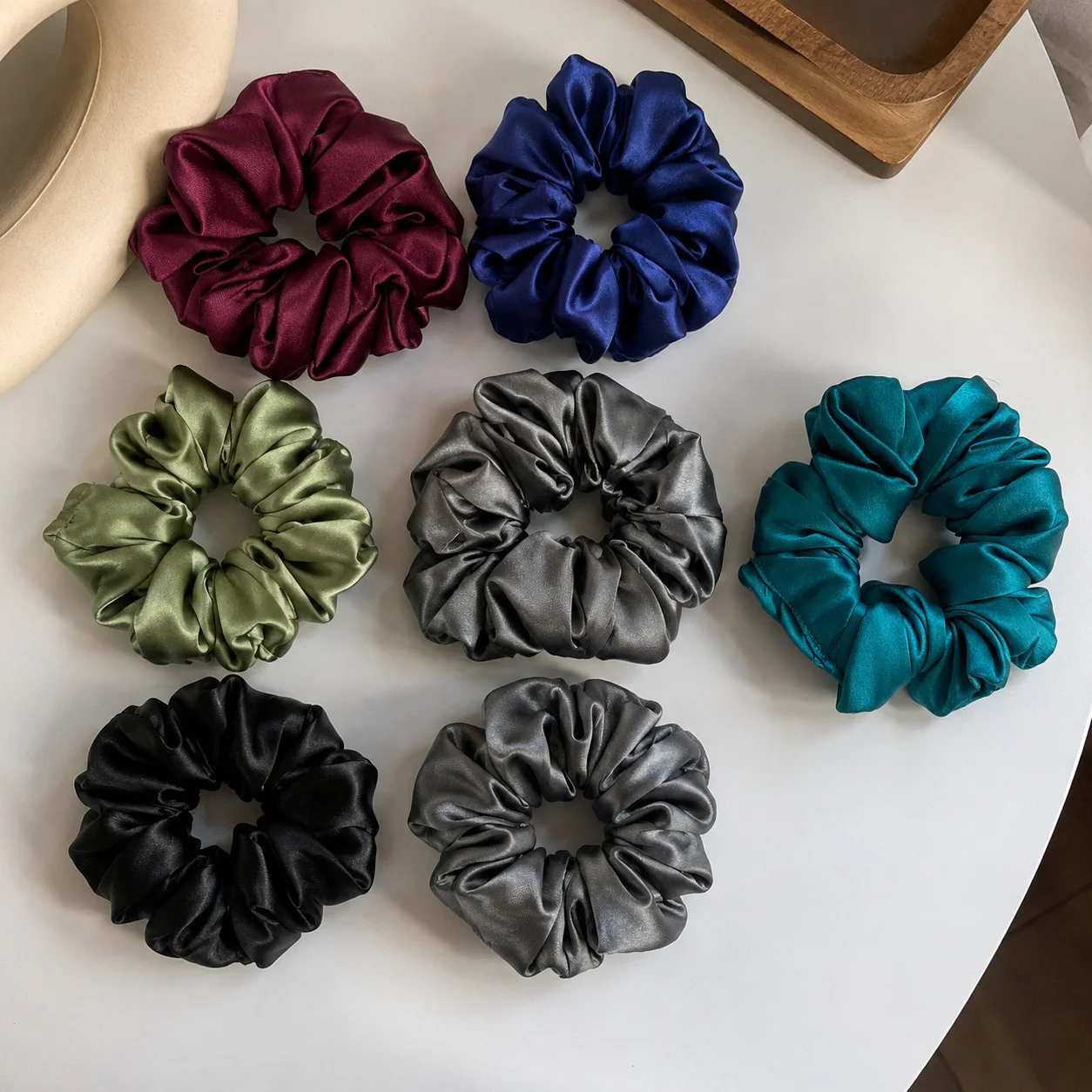 Premium Satin Hair Scrunchie Set of 7