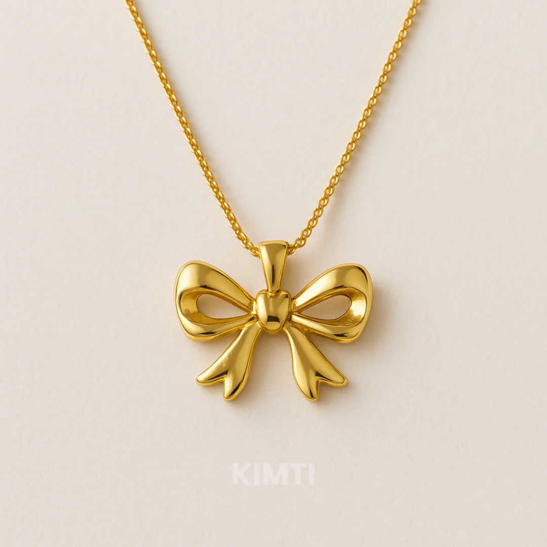 18k Gold Plated Sweet Knot Pendant Anti Tarnish Neckalce