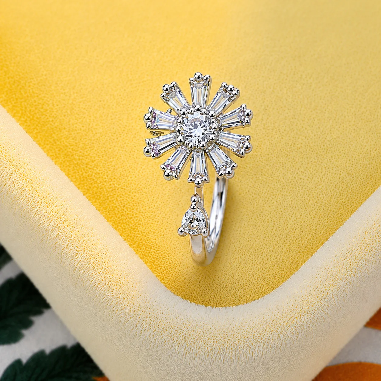 Radiant Sunburst Crystal Ring for Women - Image 2