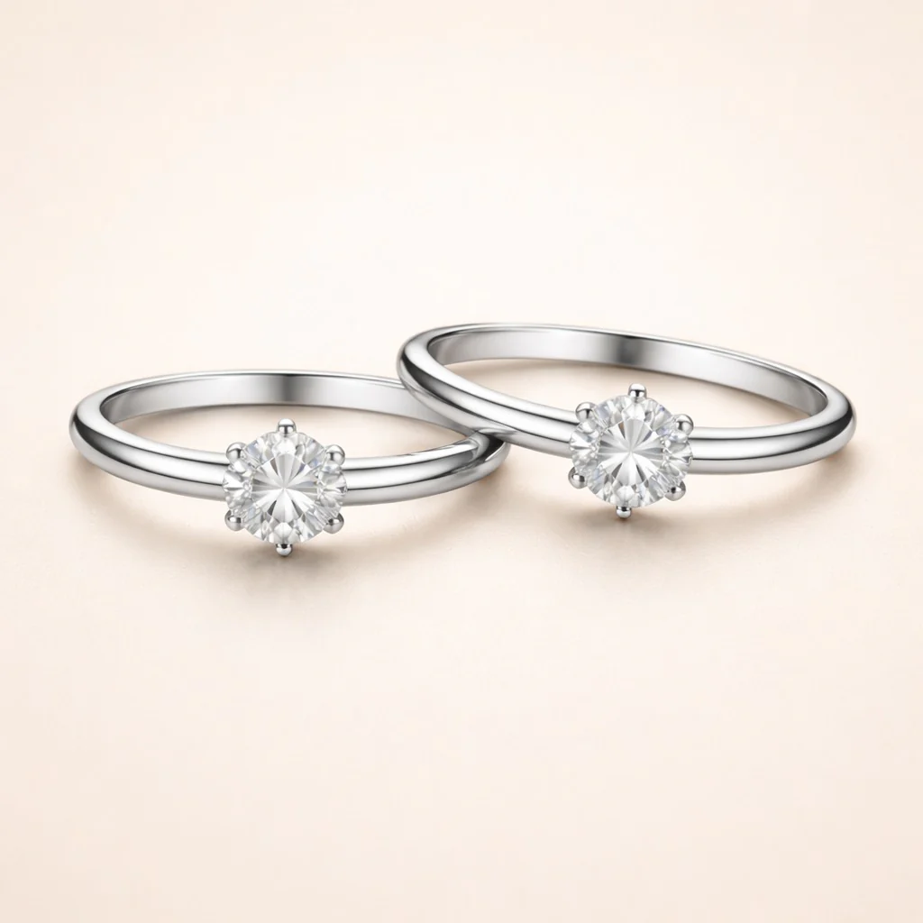 Classic Round Cut Solitaire Ring Silver Finish - Image 2