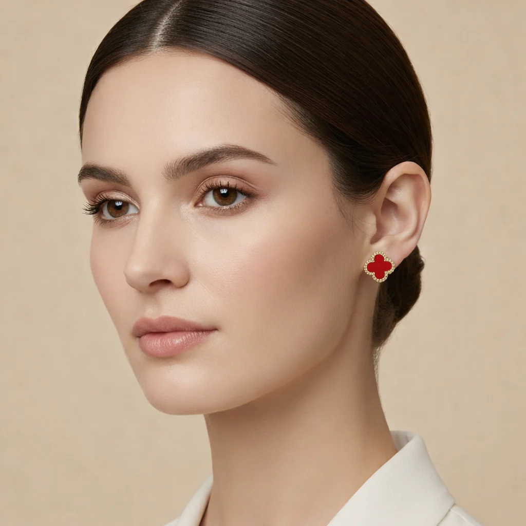 Red Clover Anti Tarnish Stud Earring - Image 6