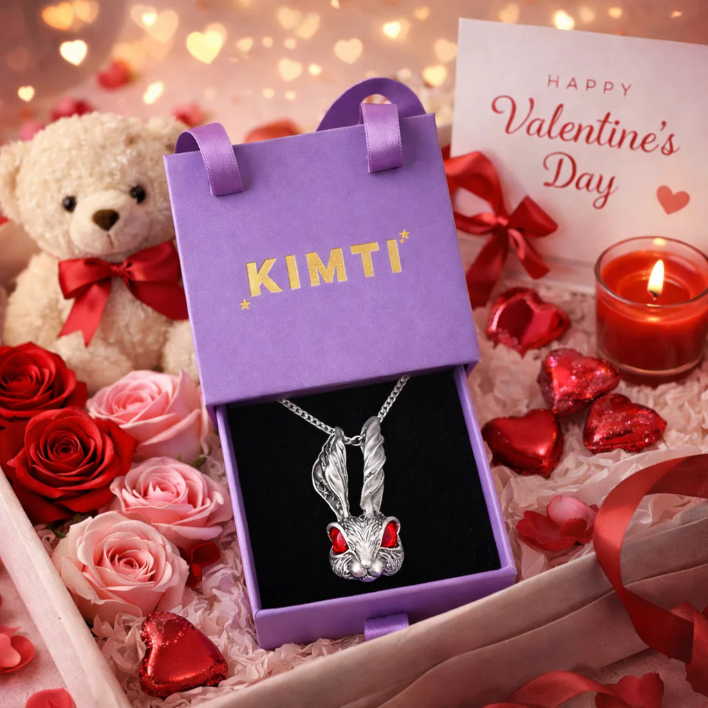 Men - Red Eye Rabbit Head Anti Tarnish Necklace - Image 3