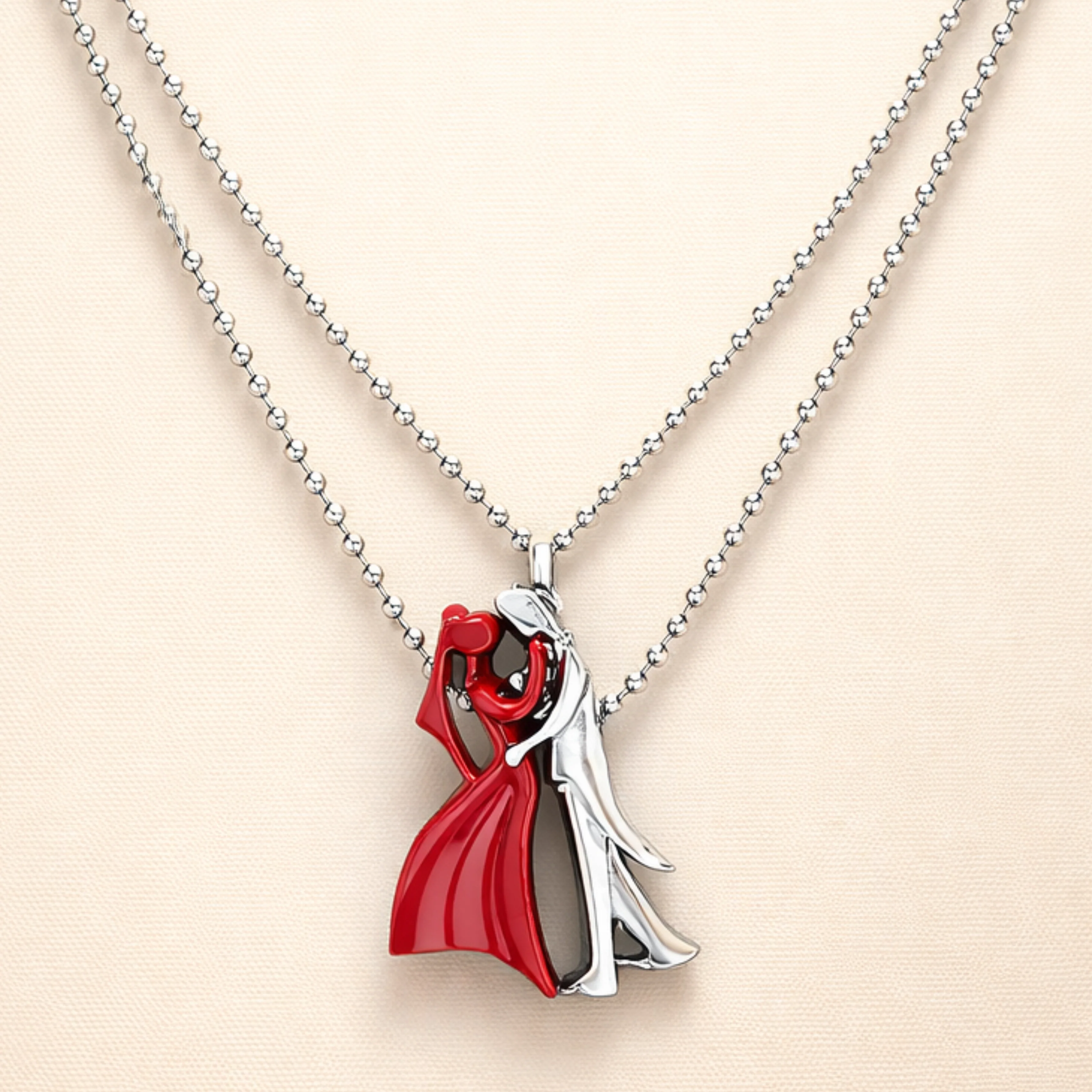 Romantic Couple Hugging Necklace - Image 2