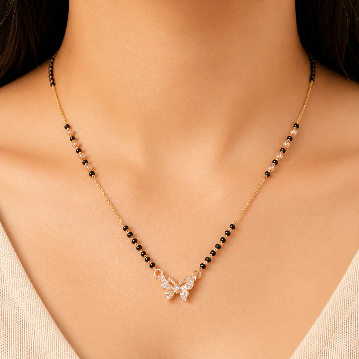 Rose Gold Butterfly Sparkle Mangalsutra