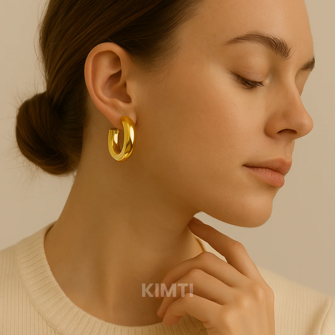 Rose Gold Hoops Earring - Image 3
