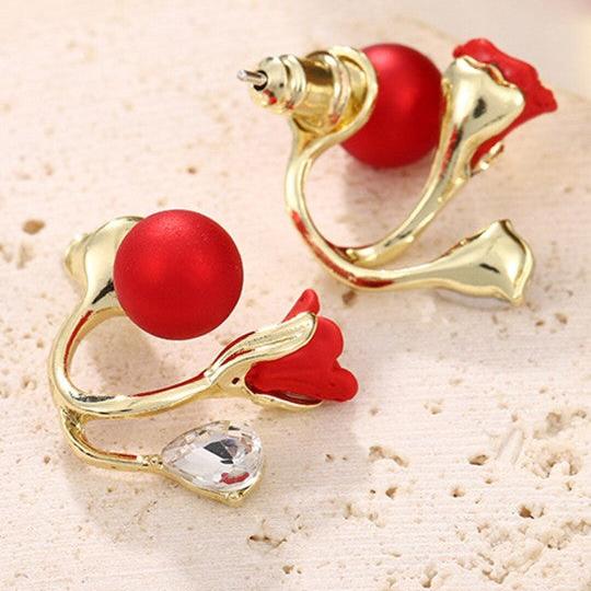 Rose Twist Red Stud Earring - Image 3