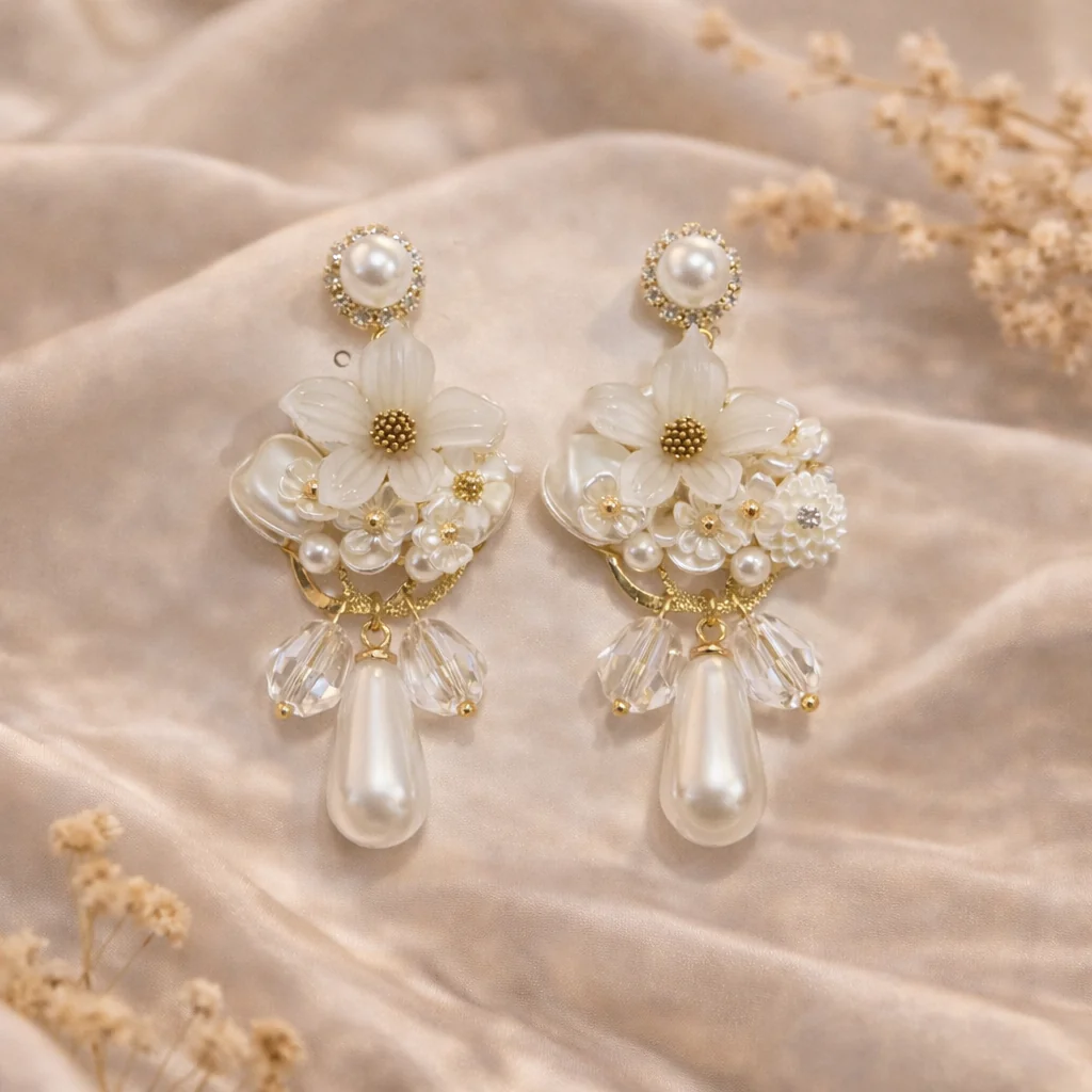 Royal Ivory Petals Turkish Earring - Image 3