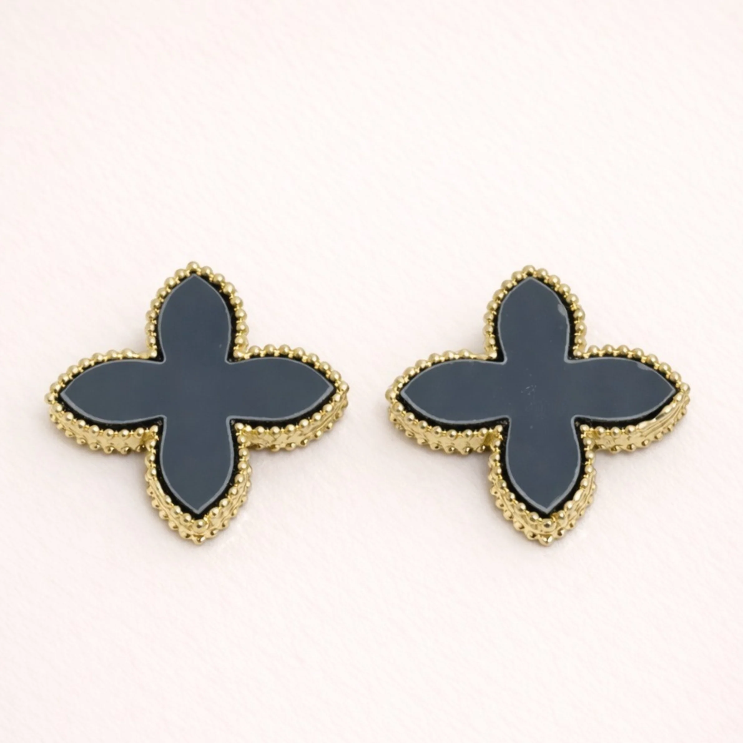 Royal Noir Clover Earrings - Image 2