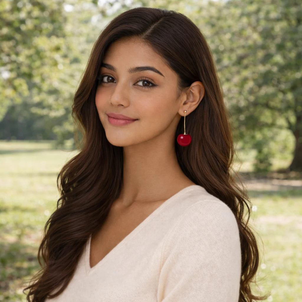 Just Rs. 49 Cherry Blossom Red Drop Earring - Image 2