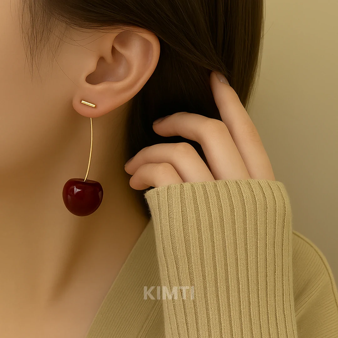 Just Rs. 49 Cherry Blossom Red Drop Earring - Image 3