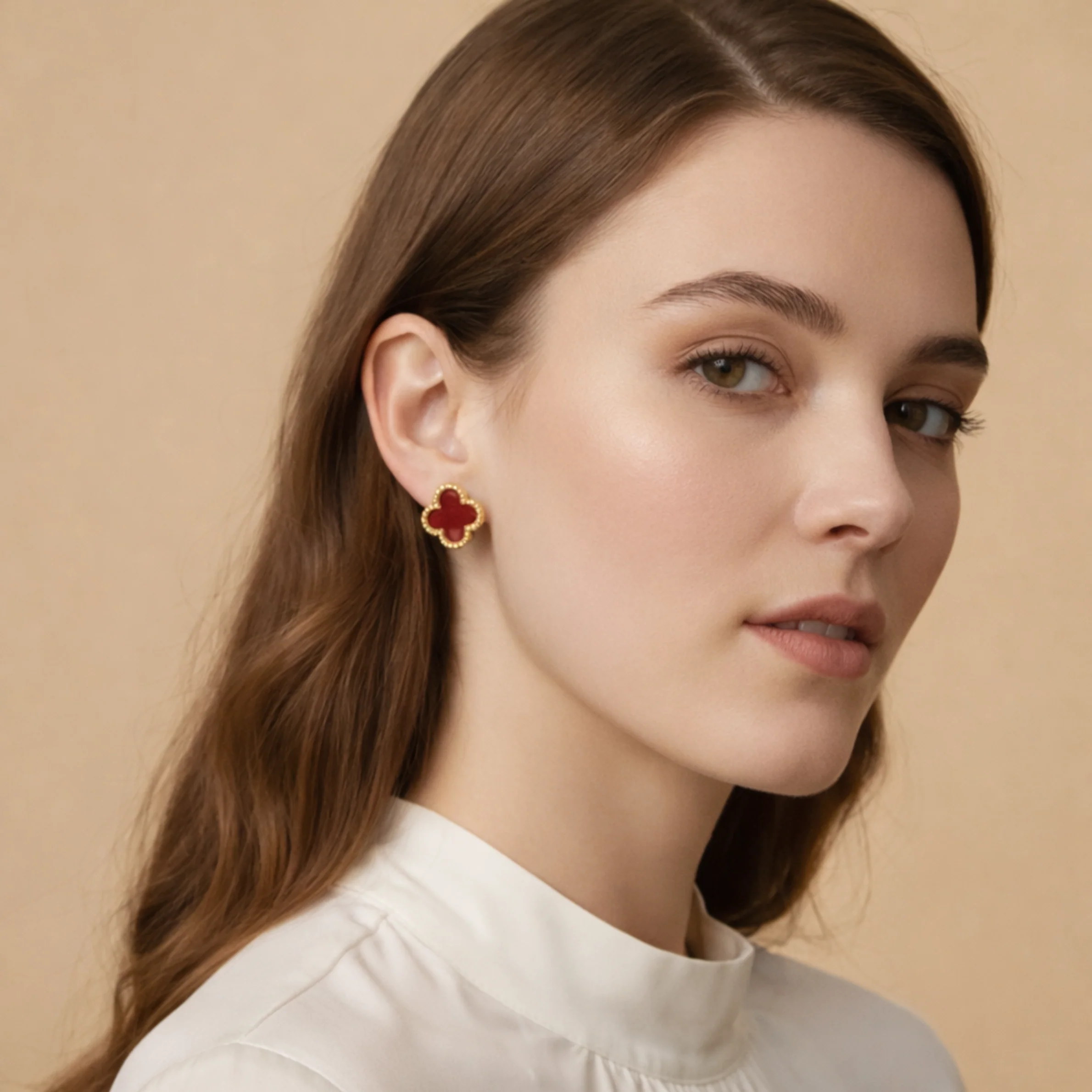 Scarlet Clover Anti Tarnish Stud Earrings Rs. 99 - Image 2