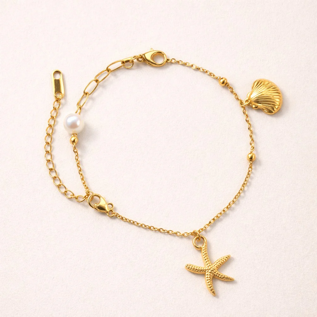 Sea Shell Charm Gold Bracelet