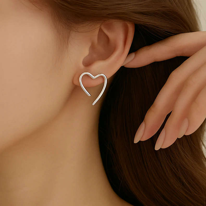 Silver Heart Stud Earring - Image 3