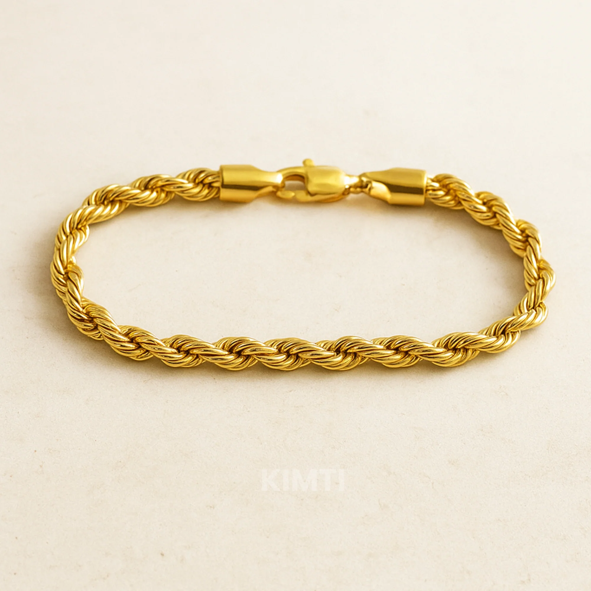 Men-18k Gold Plated Twisted Anti Tarnish Rope  Bracelet