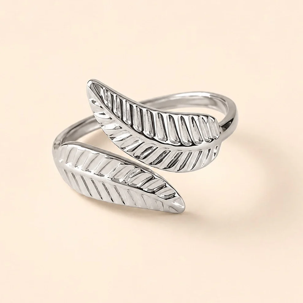 Silver Plated  Leaf Wrap Ring