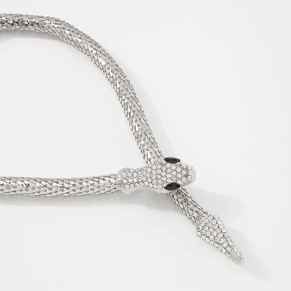 Silver Snake Choker Necklace - Image 2