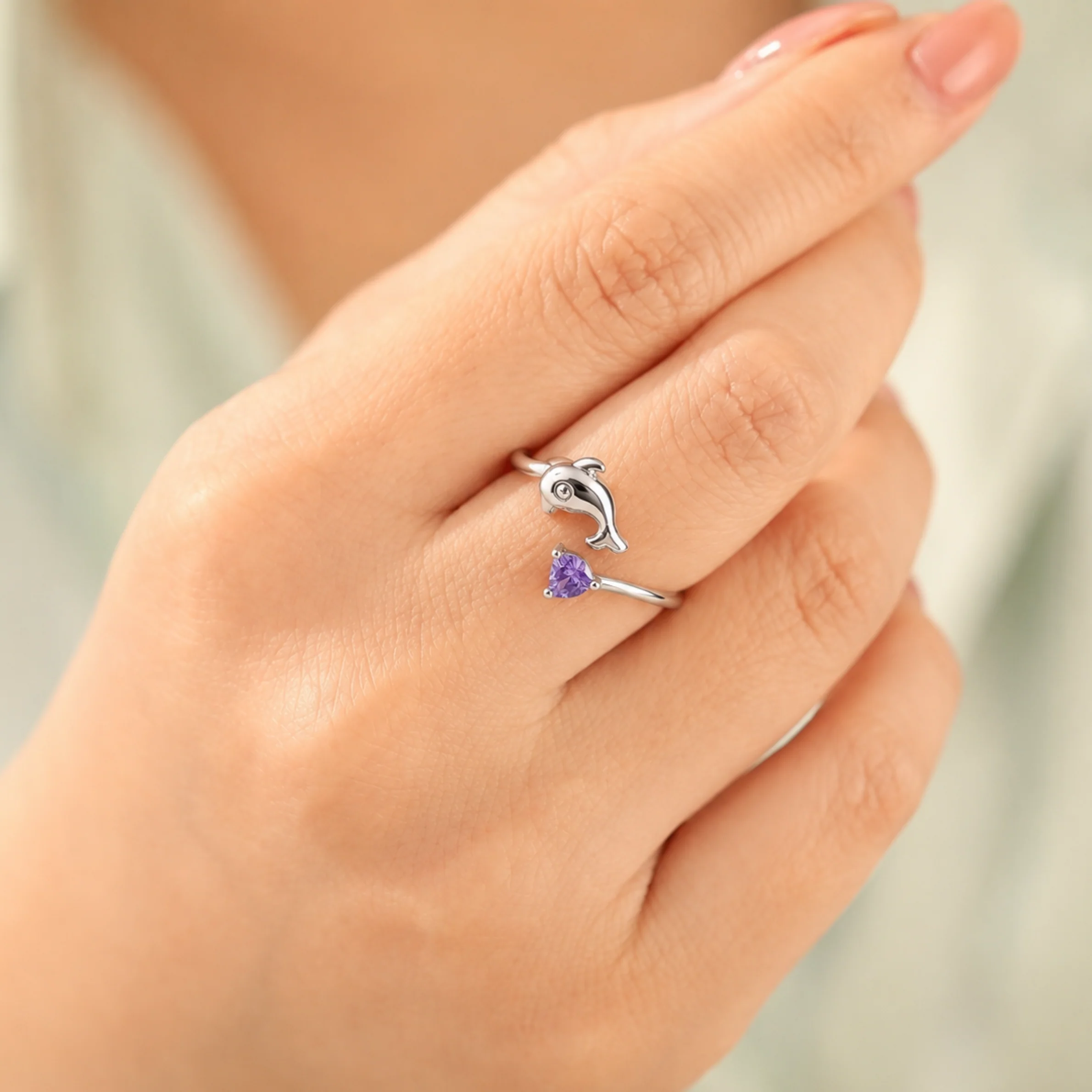 Silver Splash Dolphin Ring - Image 2