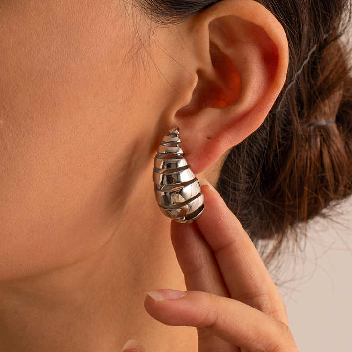 Silver Teardrop Stud Earring - Image 2