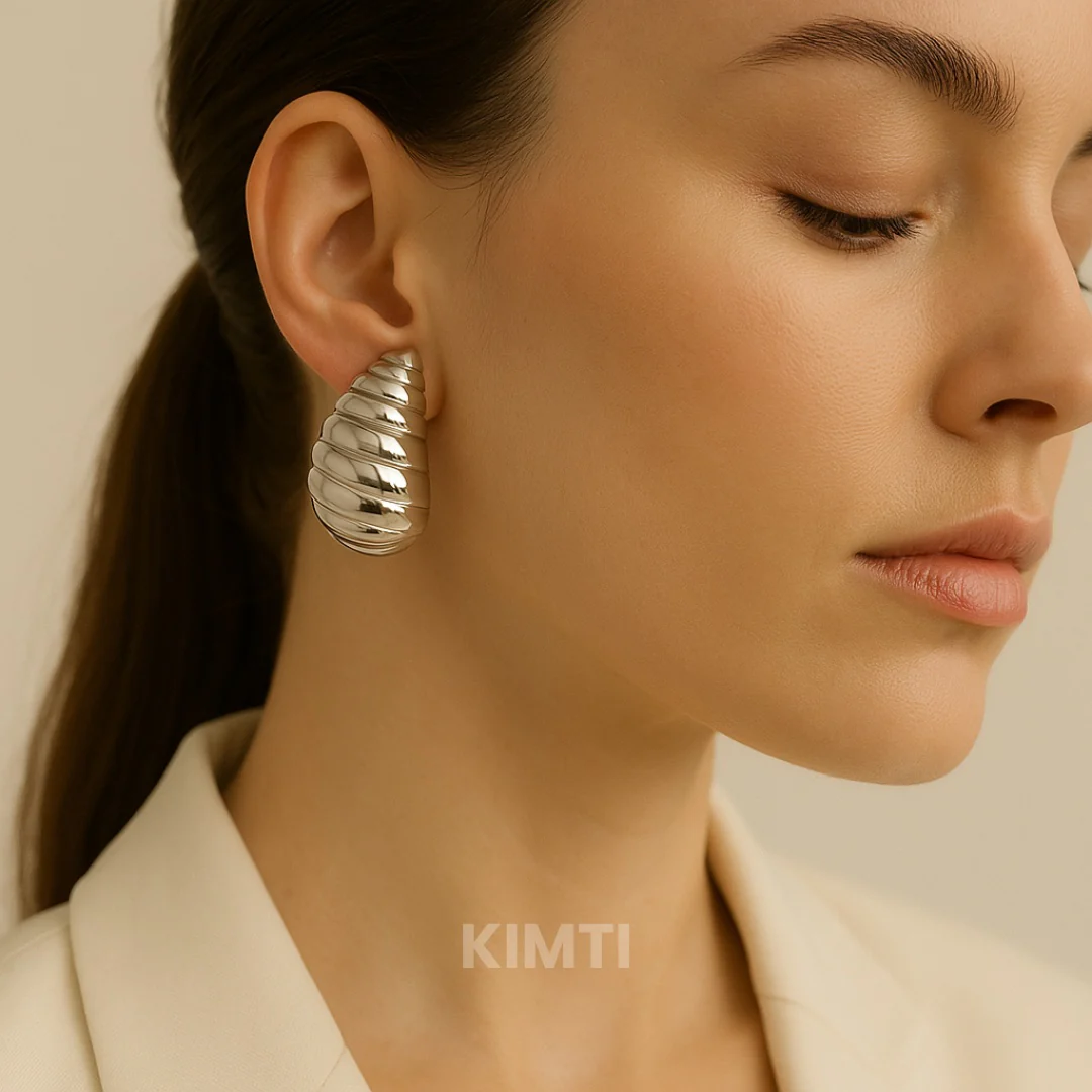 Silver Teardrop Stud Earring - Image 3
