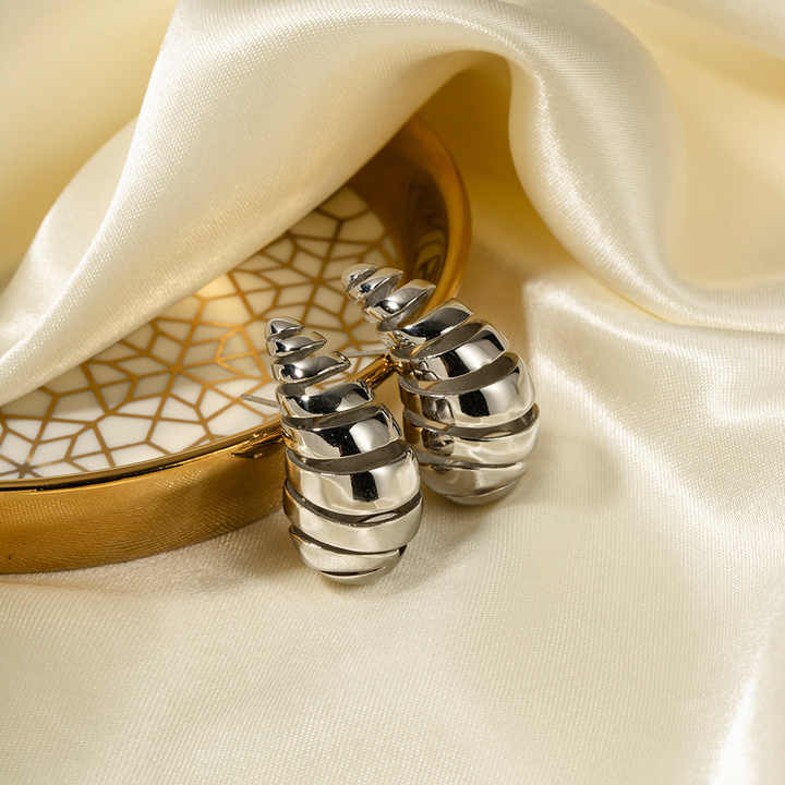 Silver Teardrop Stud Earring - Image 4