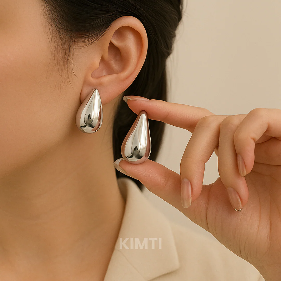 Silver Teardrop Stud Earring - Image 4