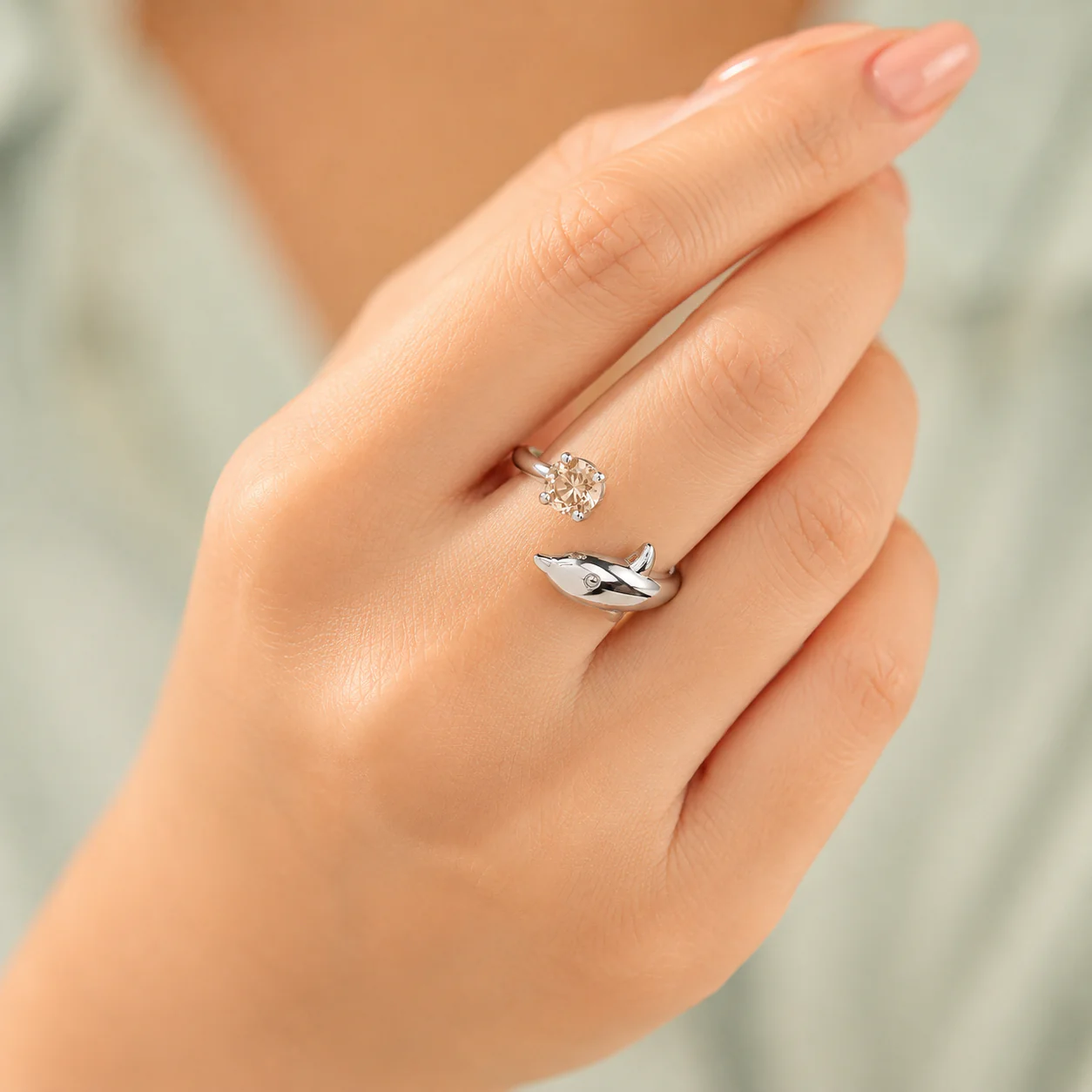 Silver Wave Crystal Ring - Image 2