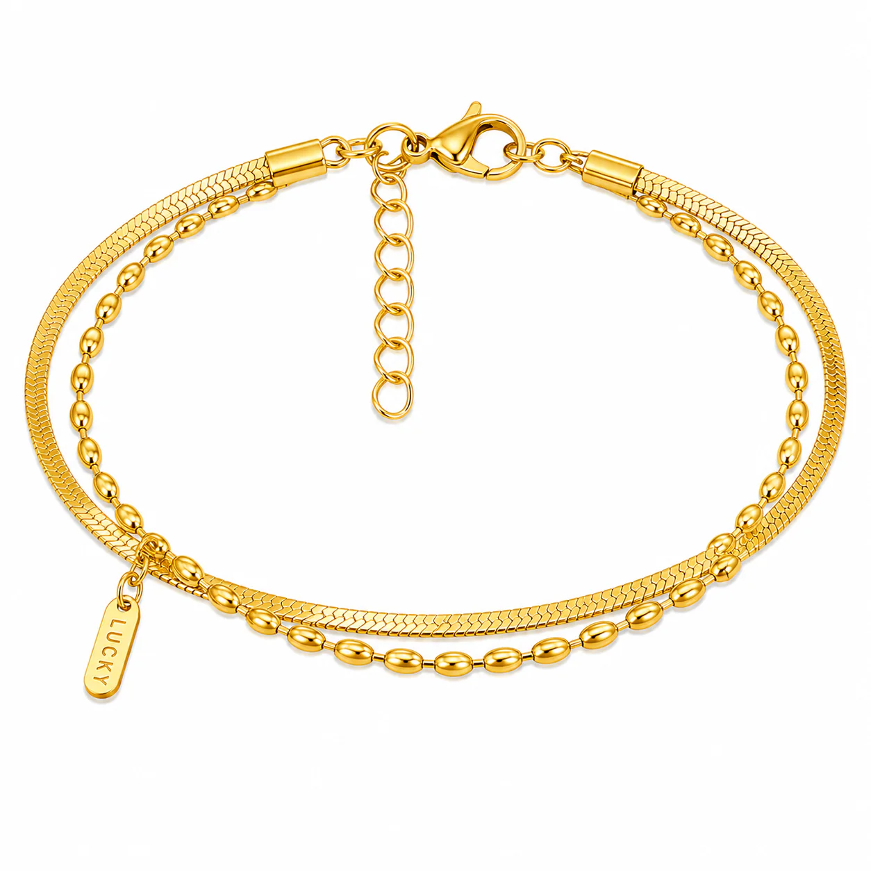 Snake Bone Chain Double Layer Anklets - Image 2