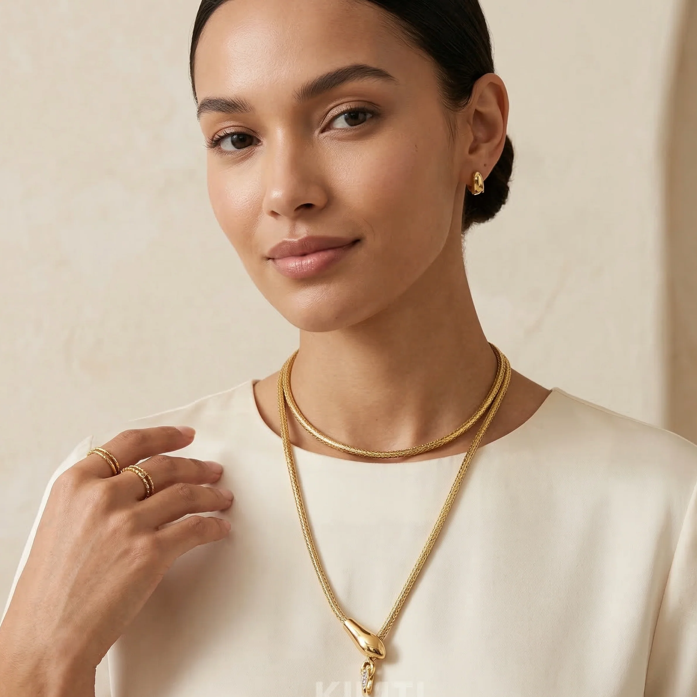 Gold-Plated Luxe Snake Necklace - Image 2