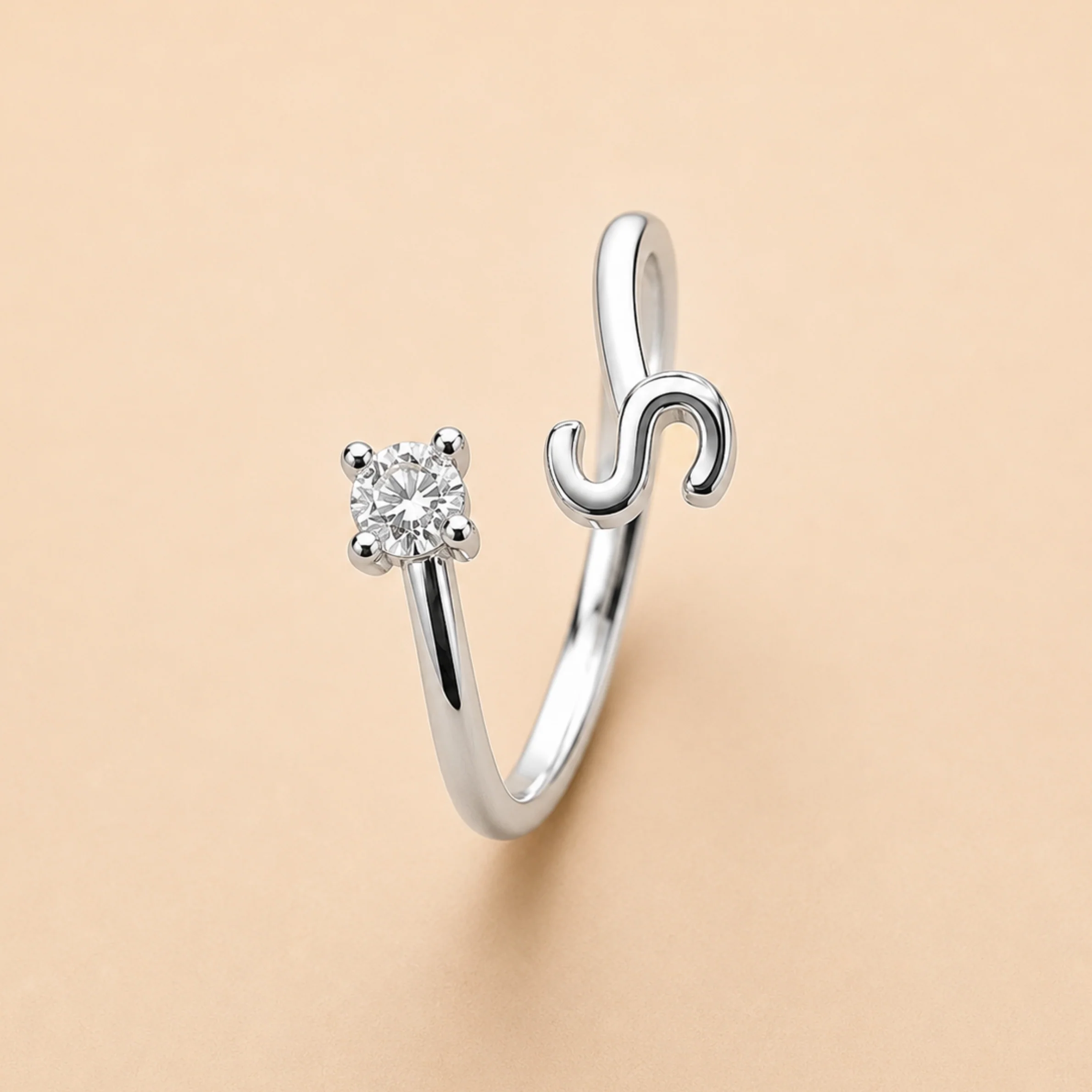 Sparkling S Alphabet Crystal Ring