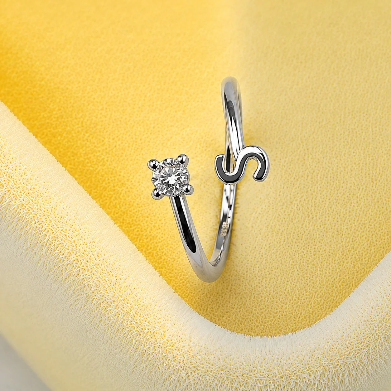 Sparkling S Alphabet Crystal Ring - Image 2