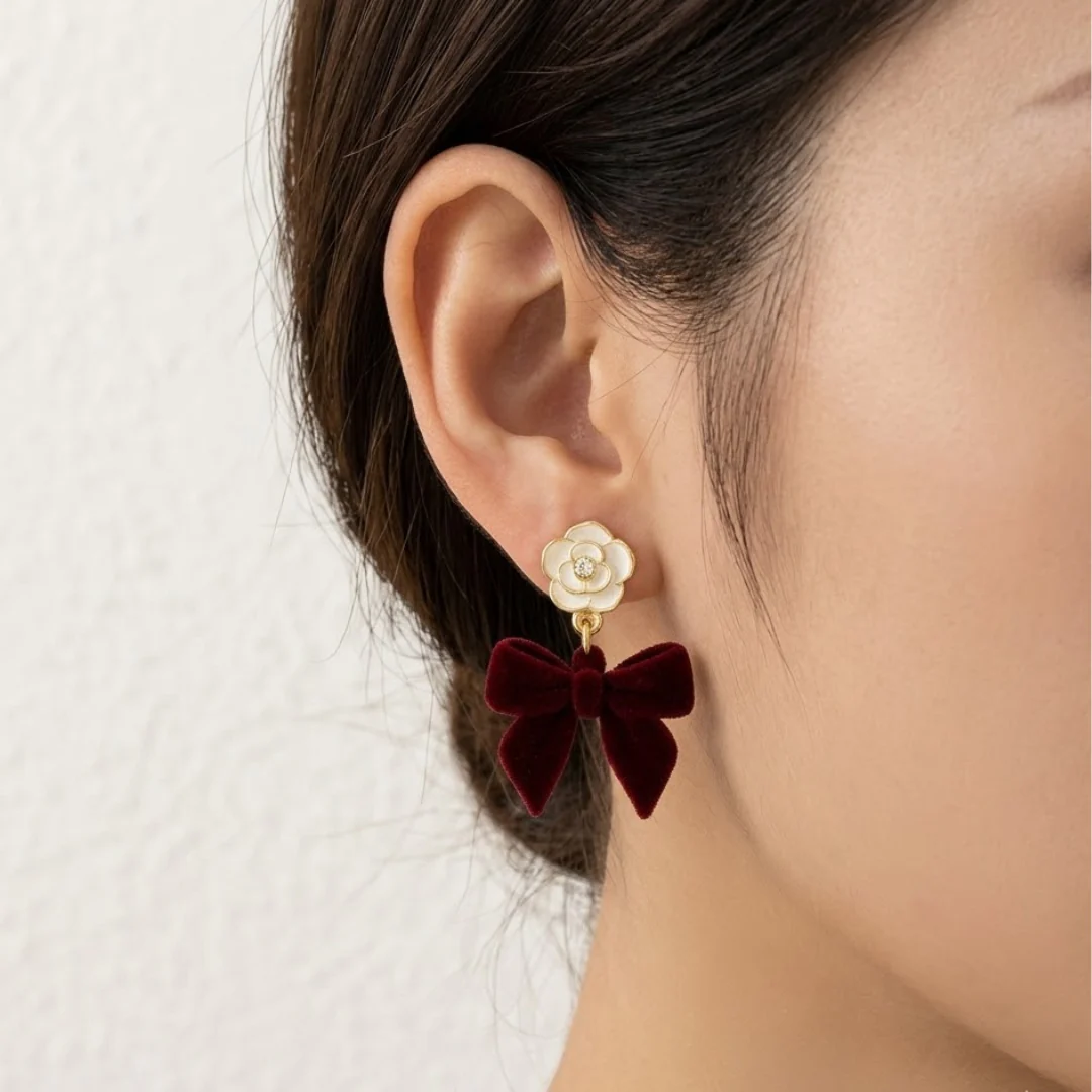 Sweet Velvet Pearl Drops Earring - Image 2