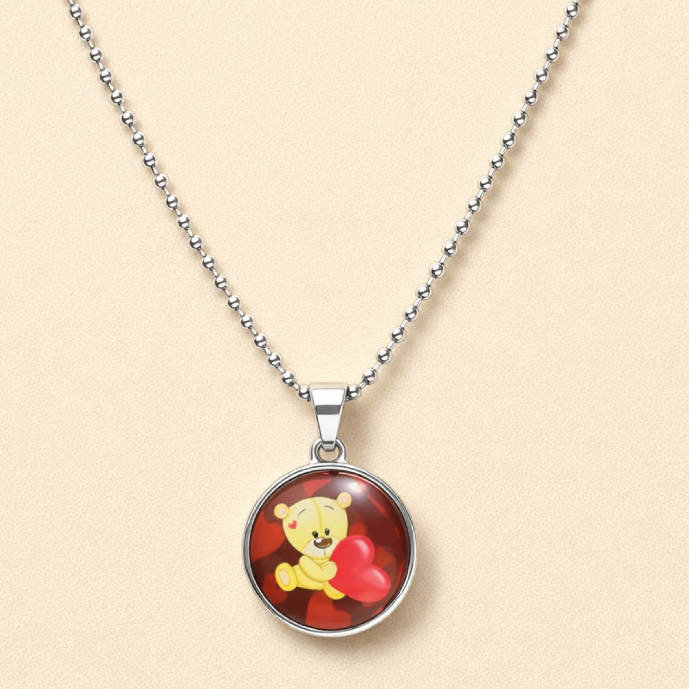 Teddy Bear Heart Pendant Necklace - Image 2