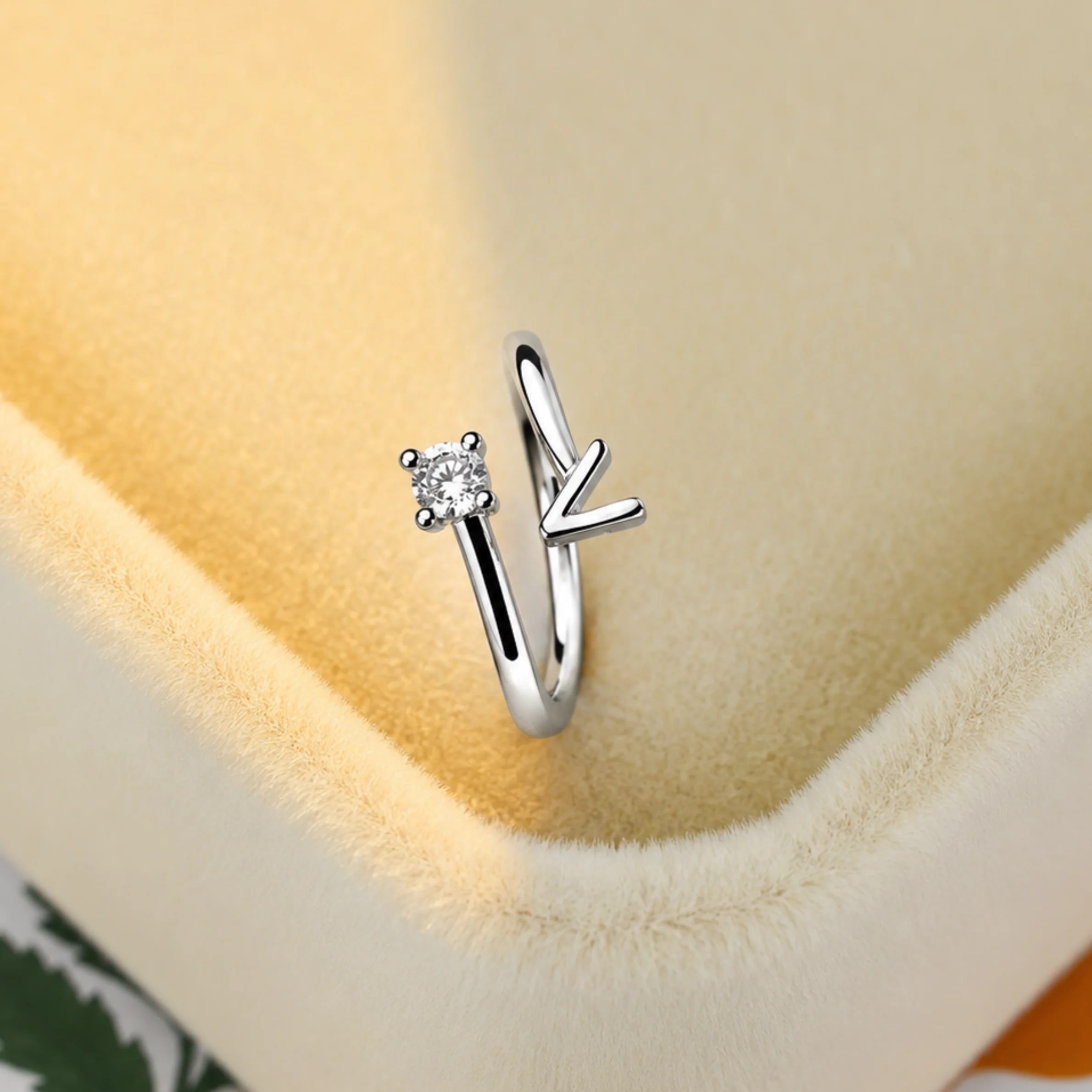 Tiny Letter V Luxe Ring - Image 2