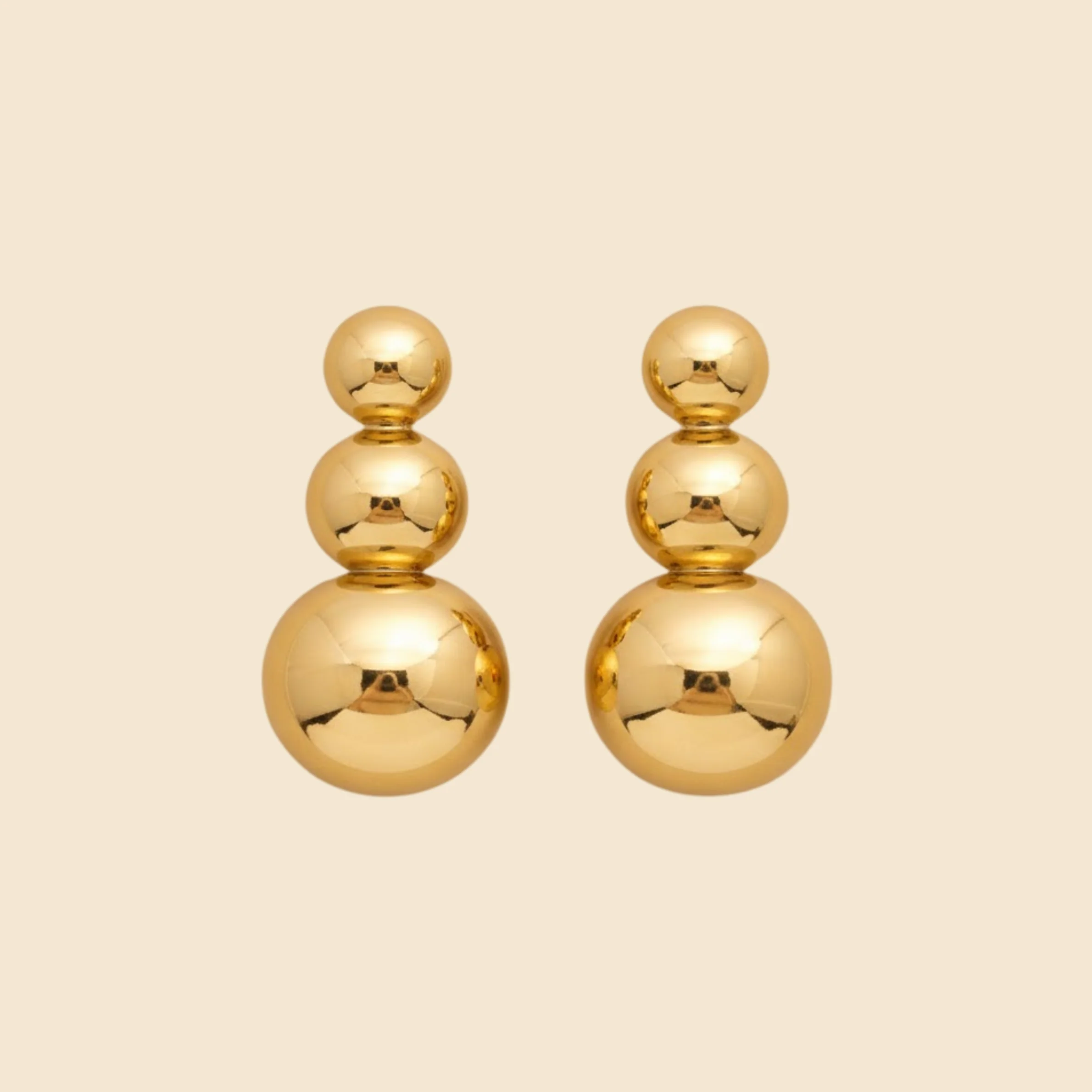 18k Gold Plated Trio Dome Royal Earrings - Image 4