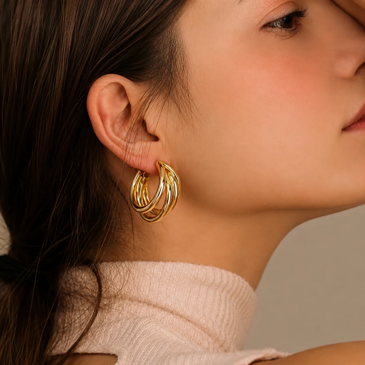 Just Rs. 49 Turn Him On Golden Hoops Earring - Image 2