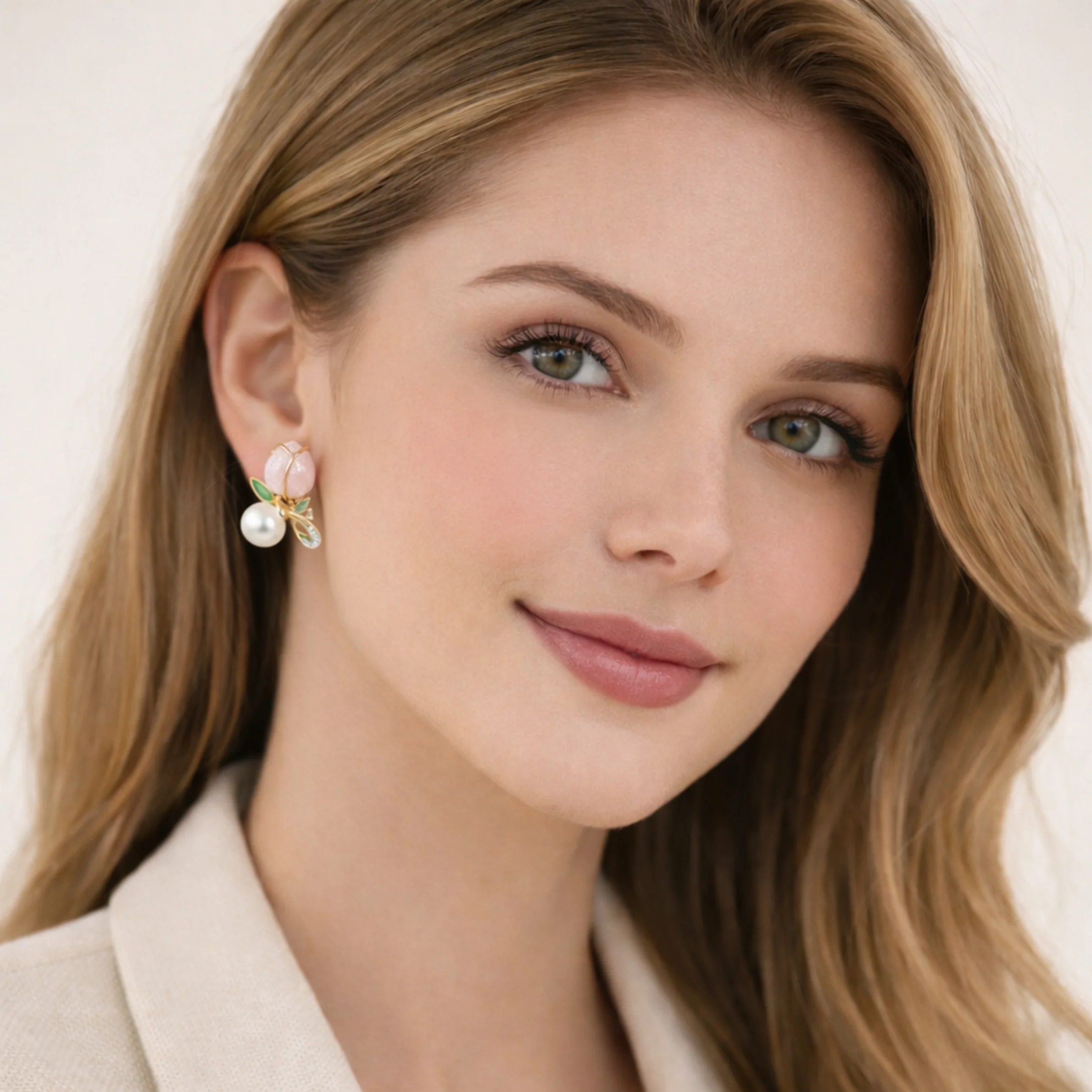 Valentine Pink Tulip Stud Earrings - Image 2