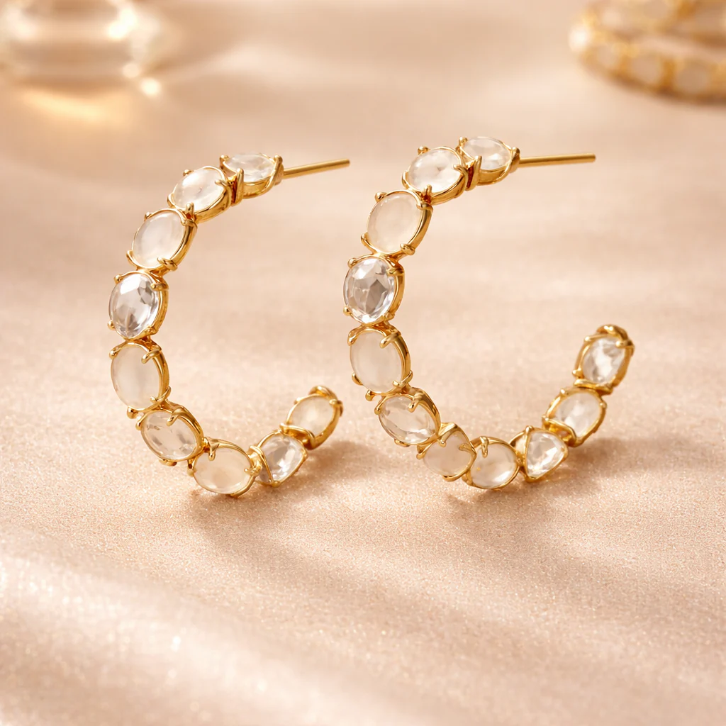White Gem Luxury Party Hoops - Image 3