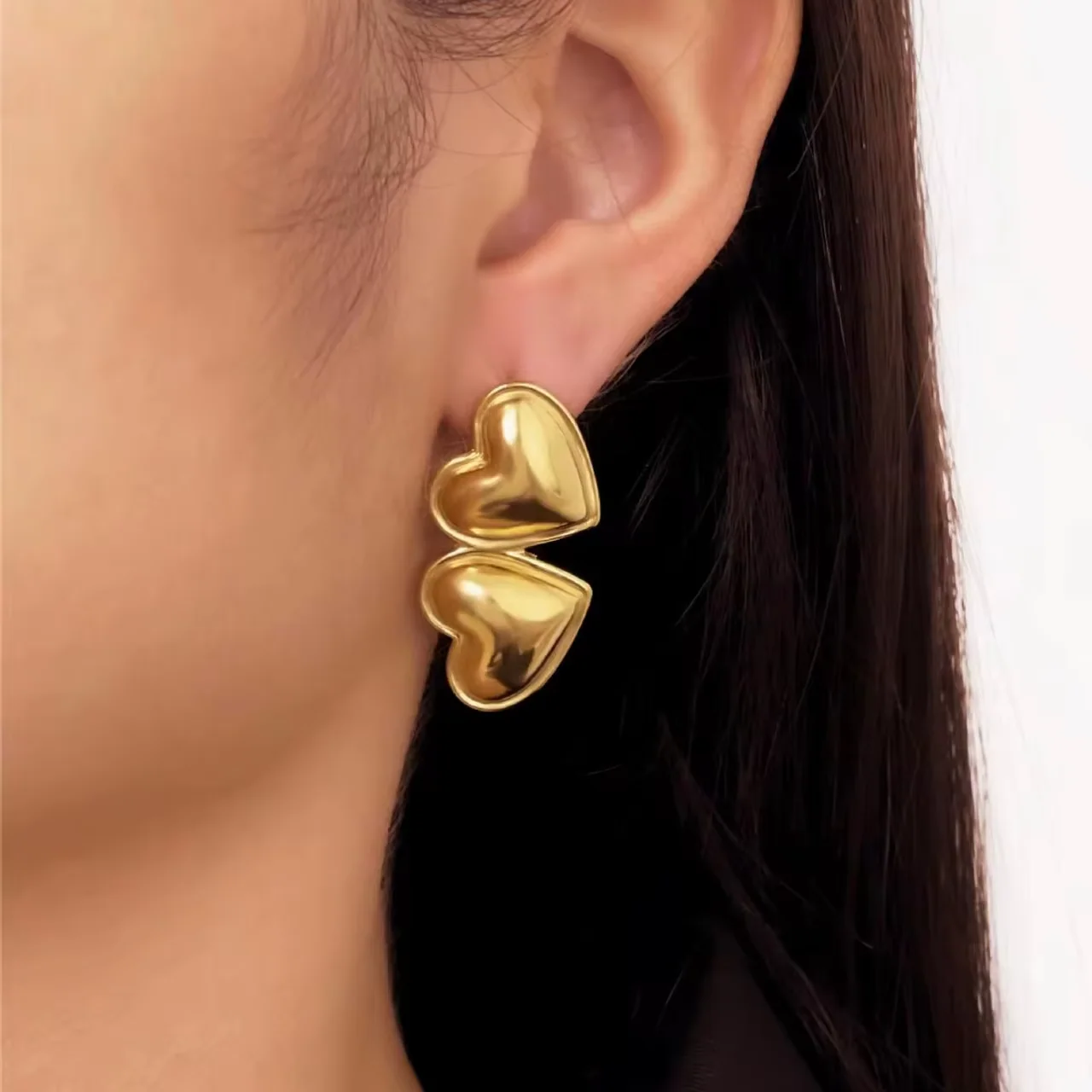Vintage Style 18k Gold Plated Stainless Steel Earrings - Image 2
