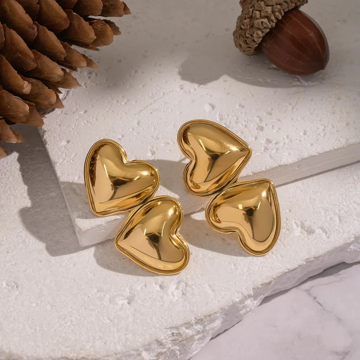 Vintage Style 18k Gold Plated Stainless Steel Earrings - Image 3