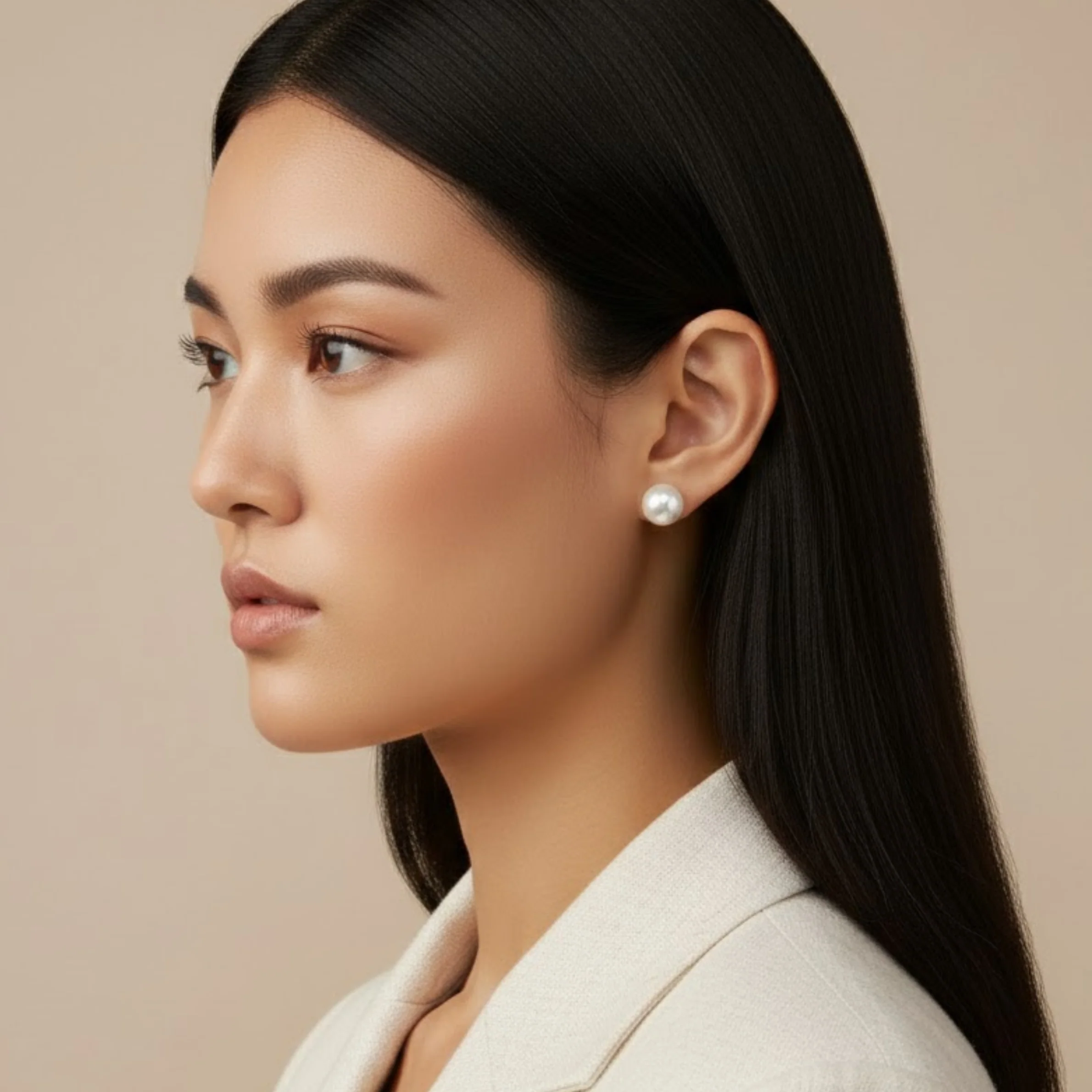 White Pearl Studs Earring - Image 2