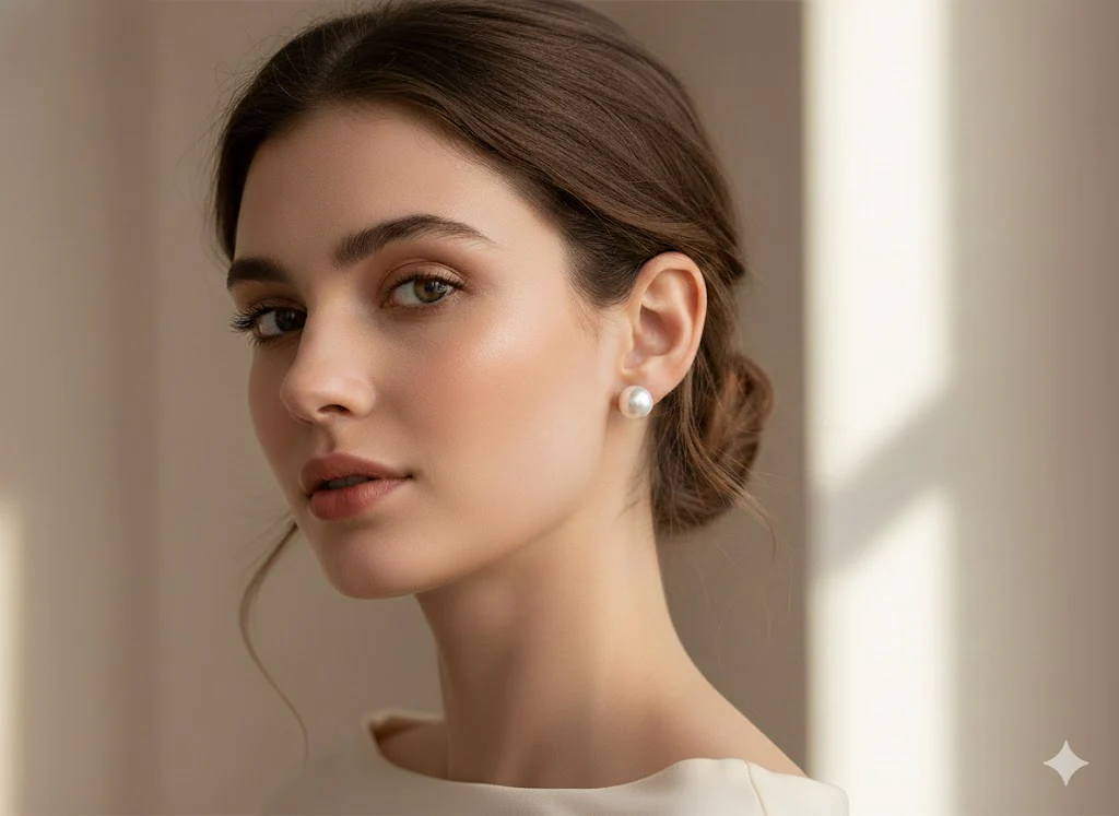 White Pearl Studs Earring - Image 3