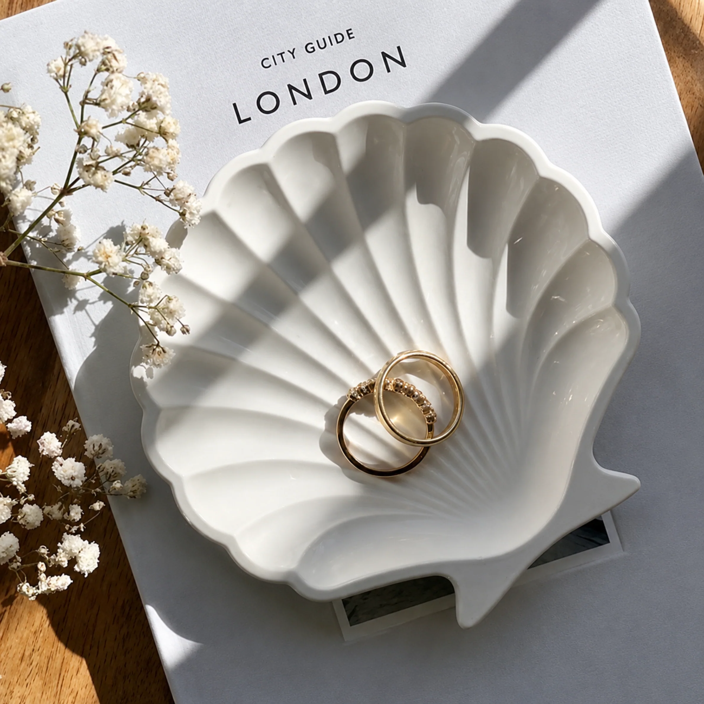 White Seashell Trinket Dish for Jewelry Storage
