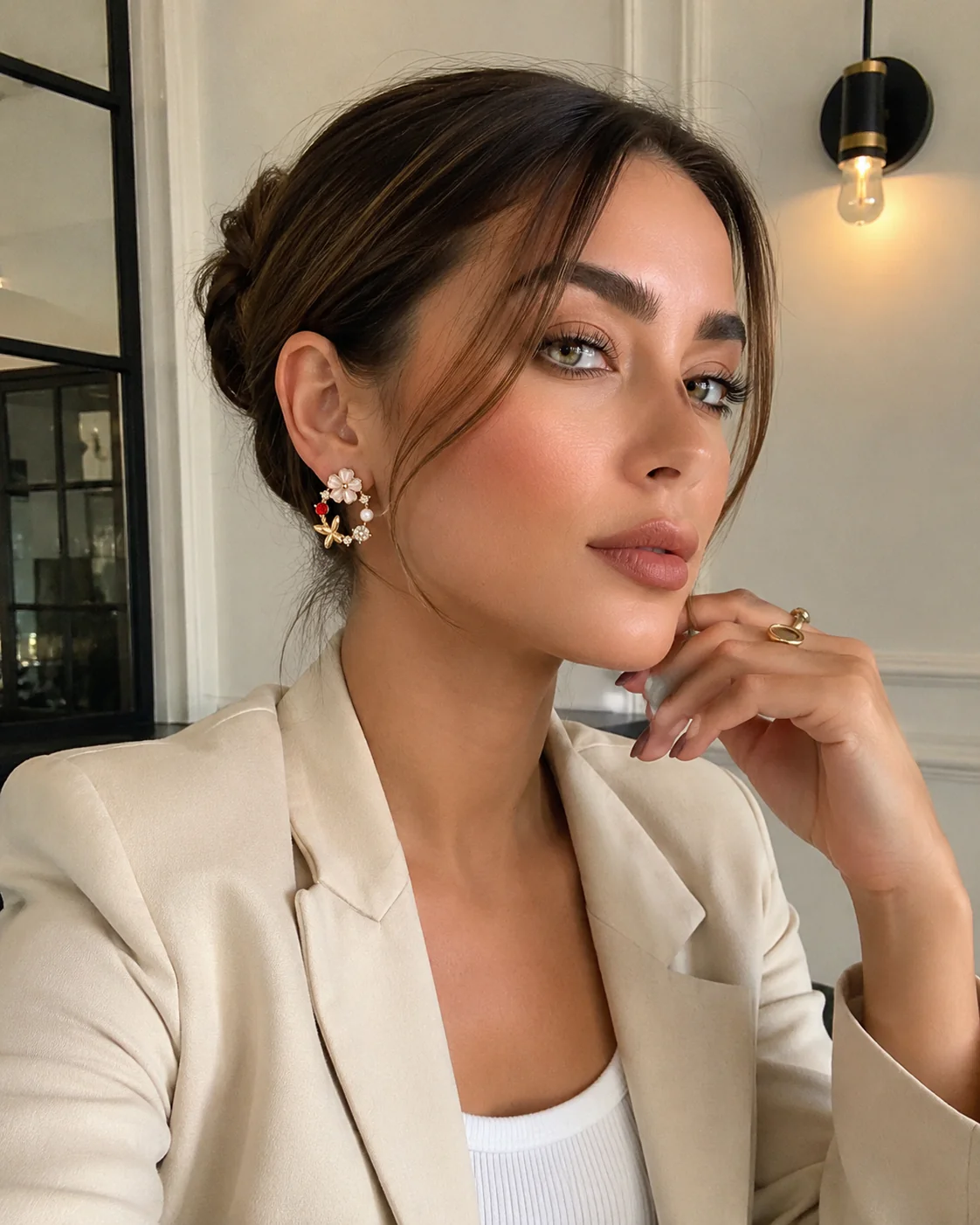 Workplace Glamour Circle Flower Earring - Image 2