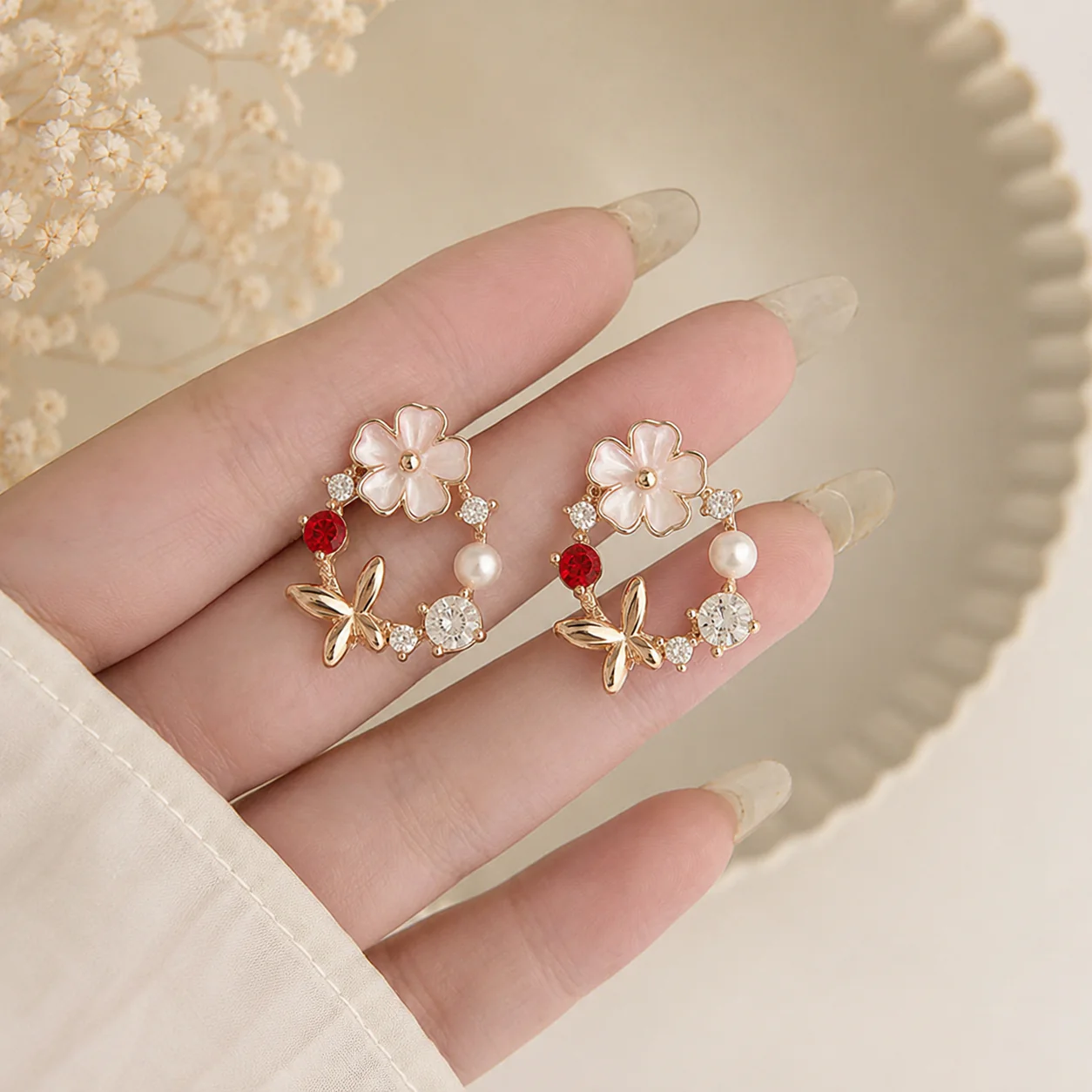 Workplace Glamour Circle Flower Earring - Image 3
