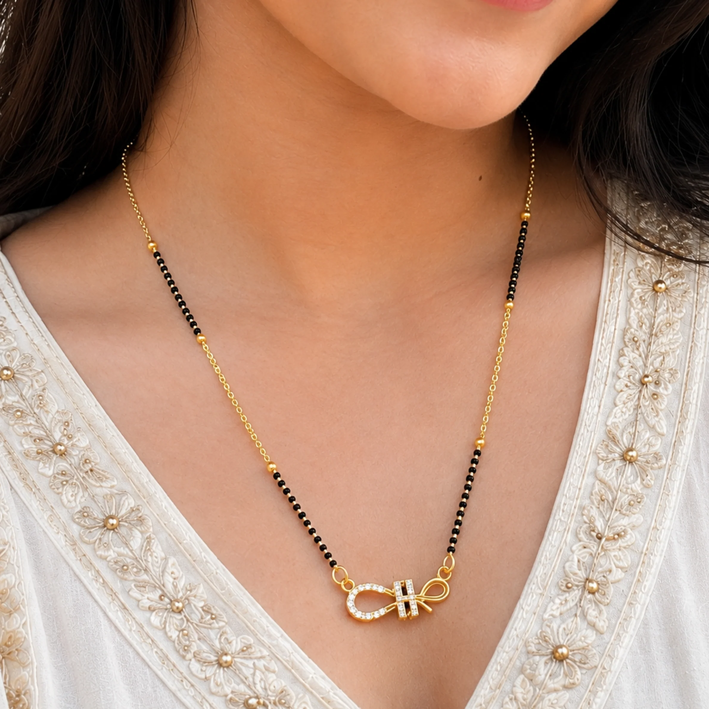 Zivara Eternal Knot Gold Mangalsutra - Image 2